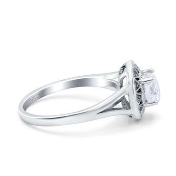 Celtic Halo Engagement Ring Round Simulated Cubic Zirconia 925 Sterling Silver